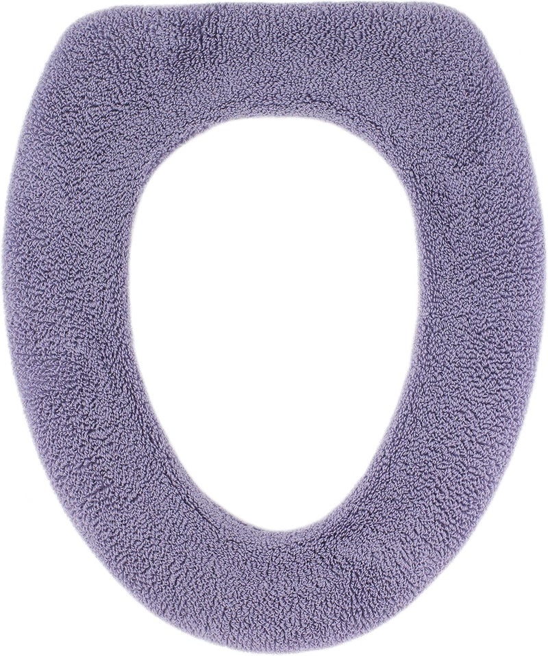 Warm-n-Comfy Soft Toilet Seat Cover - Plush & Thick Fabric Toilet Seat Warmer for Round & Elongated 14x18" Toilet Seats - Reusable, Machine-Washable, Easy-Install - Gift-Ready Packaging - Purple Ash - Image 1
