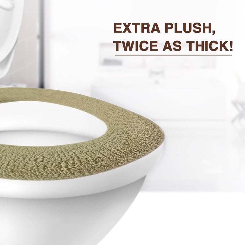 Warm-n-Comfy Soft Toilet Seat Cover - Plush & Thick Fabric Toilet Seat Warmer for Round & Elongated 14x18" Toilet Seats - Reusable, Machine-Washable, Easy-Install - Gift-Ready Packaging - Purple Ash - Image 4