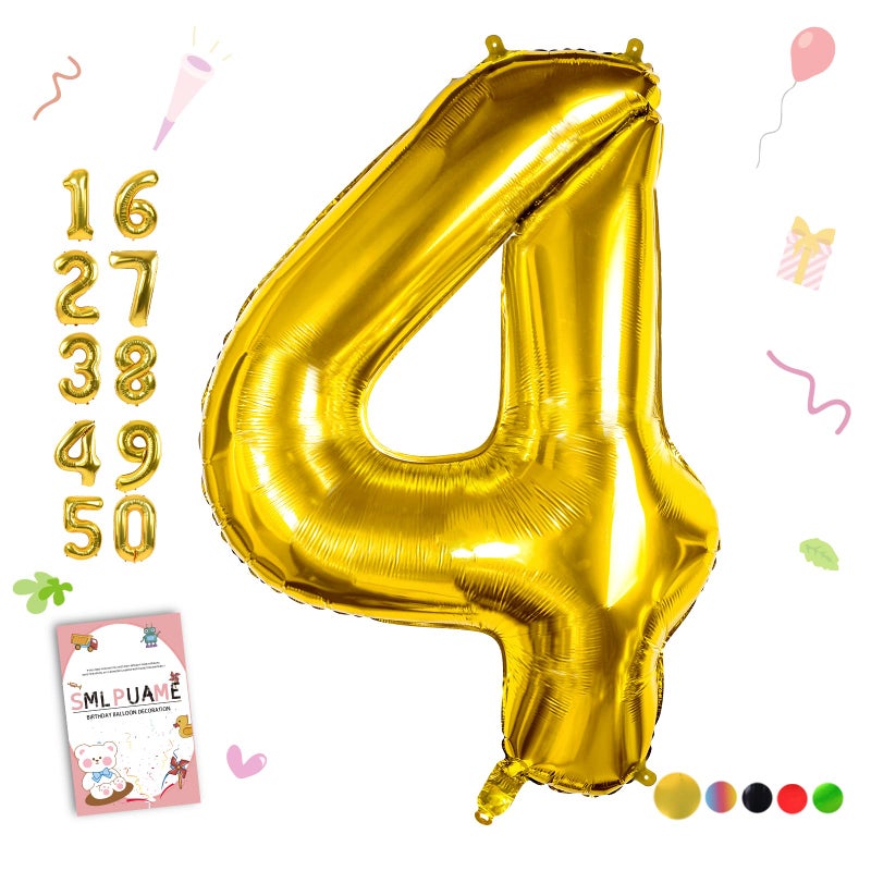 Smlpuame 40 inch Number Balloon 09 Gold Large Number 4 BalloonsDigital Balloons for Birthday Party Celebration Decorations Supplies Helium Foil Number Balloons for Wedding Anniversary - Image 2
