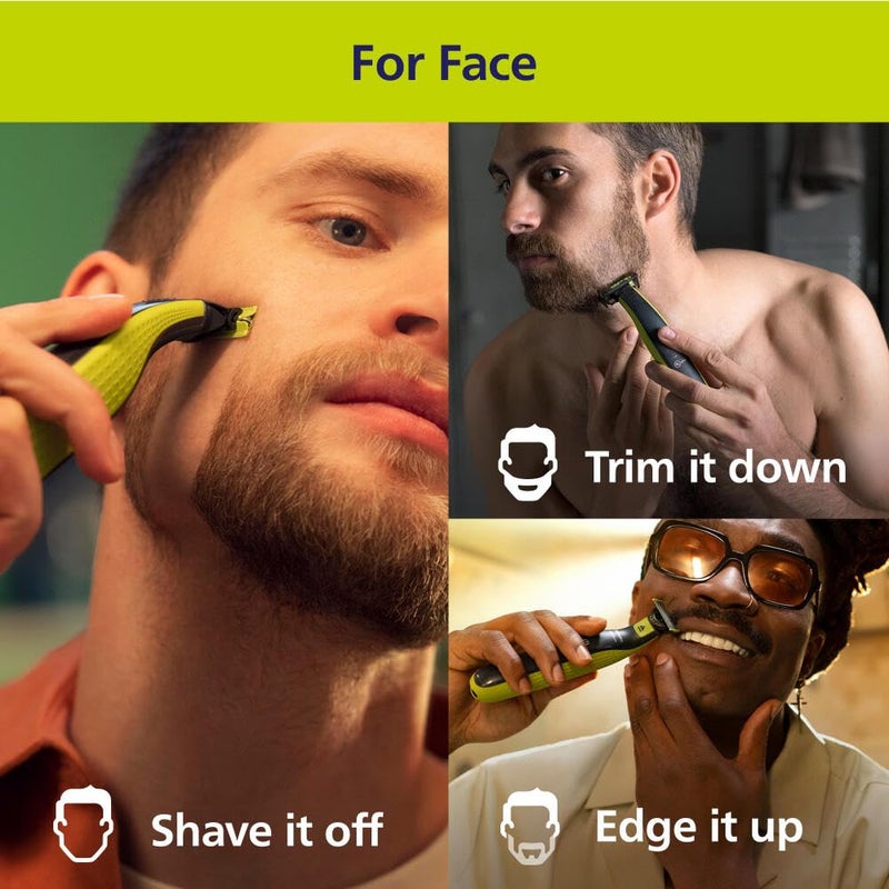 Norelco Philips Norelco OneBlade 360 Blade, Genuine Replacement Blade, Face/Body Kit, for OneBlade Electric Shaver and Trimmer, Durable Stainless Steel, Trim, Edge and Shave, QP614/80 - Image 2