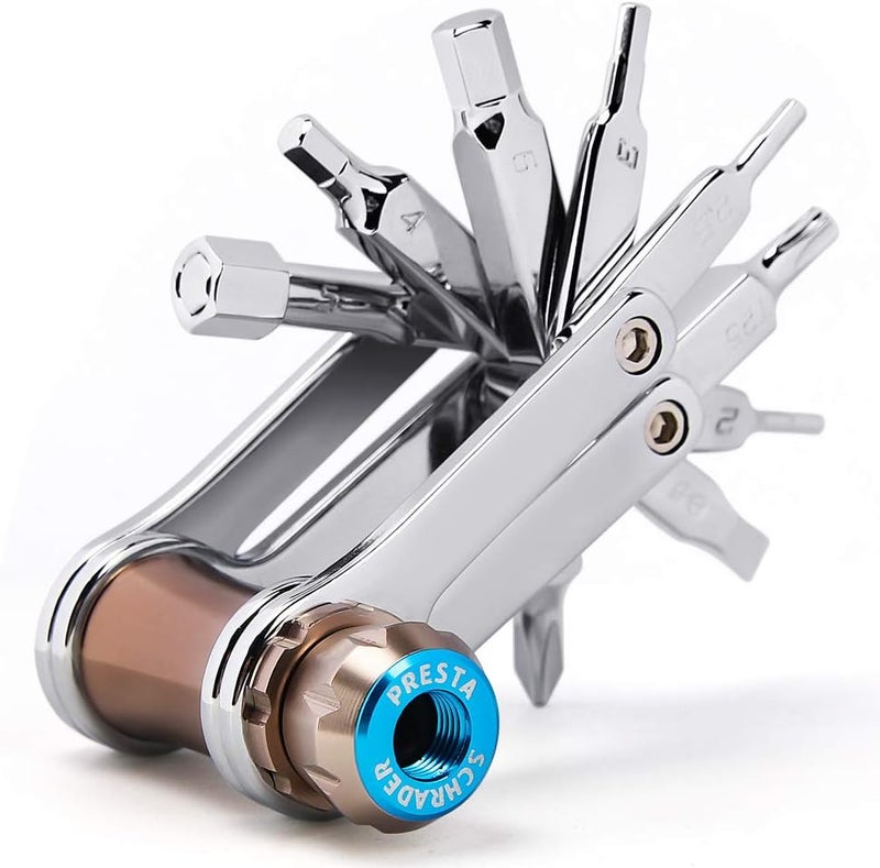 CXWXC Bike Tool Mini 11 in 1 Multi-Tool - Chain Tool/Torx/Hex/Screwdriver Bicycle Multitool Kit - Cycling Mechanic Repair Tools with CO2 Inflator for Road and Mountain Bikes - Image 1