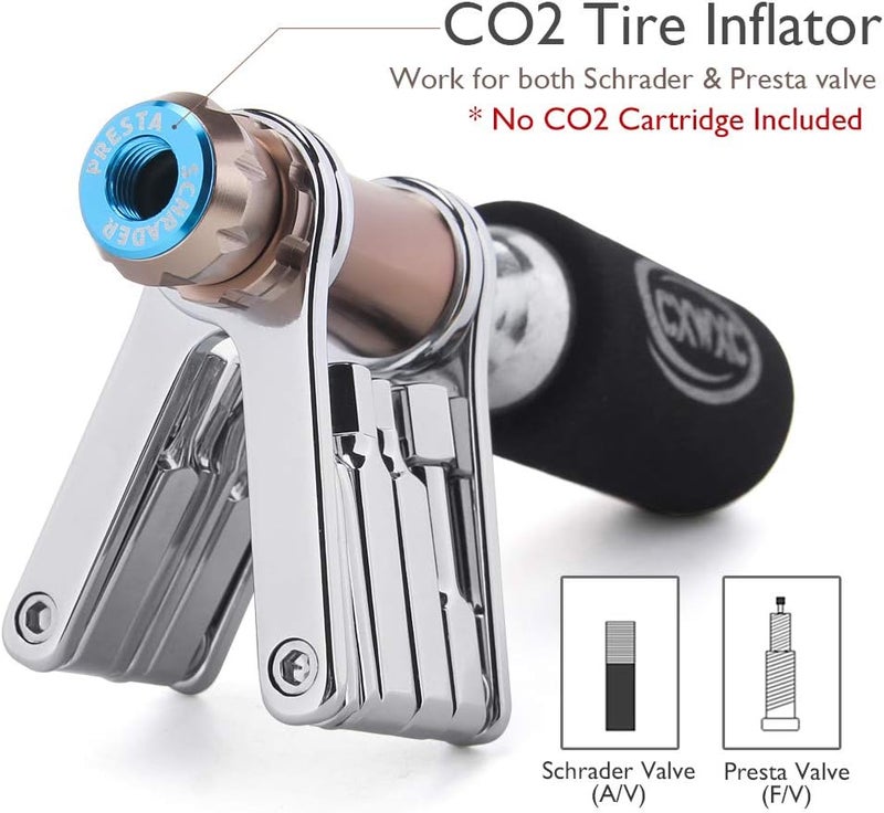 CXWXC Bike Tool Mini 11 in 1 Multi-Tool - Chain Tool/Torx/Hex/Screwdriver Bicycle Multitool Kit - Cycling Mechanic Repair Tools with CO2 Inflator for Road and Mountain Bikes - Image 3