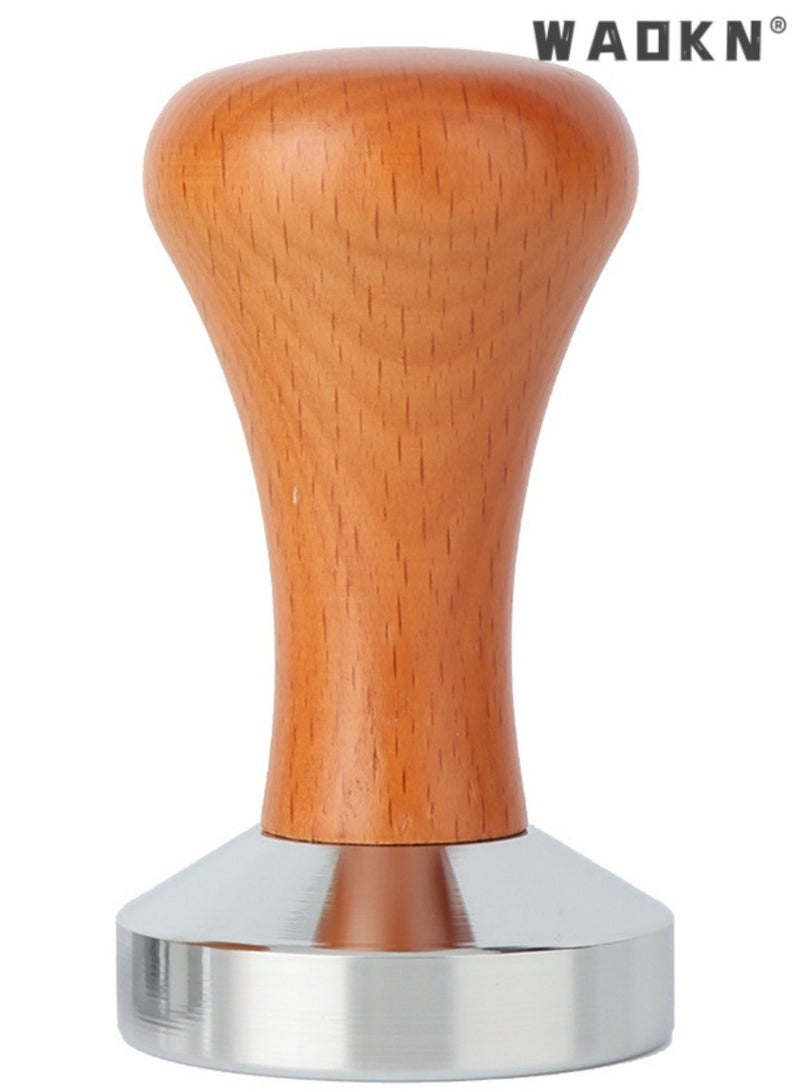 WAOKN Espresso Tamping Pad - Wooden Handle and Stainless Steel Base, Espresso Tamper Barista Accessories Coffee Tamper Made of Stainless Steel Base Wooden Handle for Cafes and Coffee Lovers Tamper 51MM  - Image 1