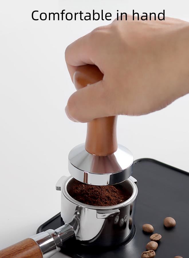 WAOKN Espresso Tamping Pad - Wooden Handle and Stainless Steel Base, Espresso Tamper Barista Accessories Coffee Tamper Made of Stainless Steel Base Wooden Handle for Cafes and Coffee Lovers Tamper 51MM  - Image 2