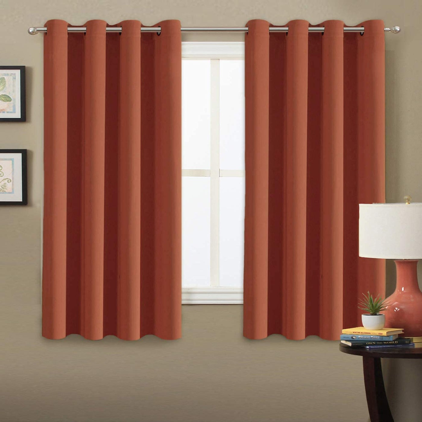 H.VERSAILTEX HVERSAILTEX Full Blackout Curtain Shade Light Blocking Curtains 63 Inch Length Ultra Soft and Sleep Well Kids Room Curtains with 8 Grommets Each Panel  One Panel  Orange 52 W x 63 L
