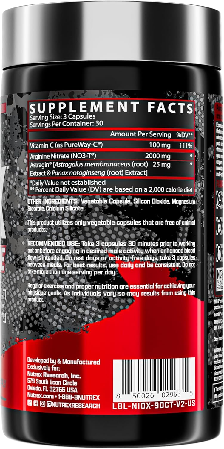 Nutrex Research Niox Extreme Pumps - Nitric Oxide Booster, 90 Capsules - Image 2