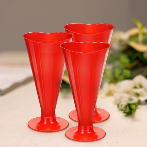 Ziliny 25 Pcs Heart Shaped Champagne Flutes 56 oz Valentine Champagne Glasses Disposable Plastic Wine Glasses for Cocktail Drinking Birthday Wedding Party Decorations Red - Image 3