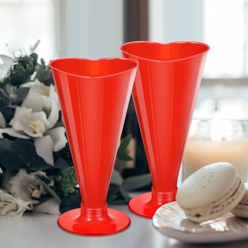 Ziliny 25 Pcs Heart Shaped Champagne Flutes 56 oz Valentine Champagne Glasses Disposable Plastic Wine Glasses for Cocktail Drinking Birthday Wedding Party Decorations Red - Image 2