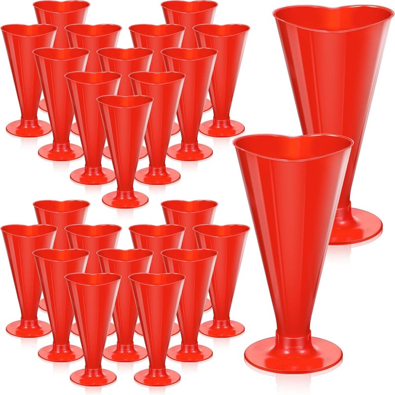 Ziliny 25 Pcs Heart Shaped Champagne Flutes 56 oz Valentine Champagne Glasses Disposable Plastic Wine Glasses for Cocktail Drinking Birthday Wedding Party Decorations Red - Image 1