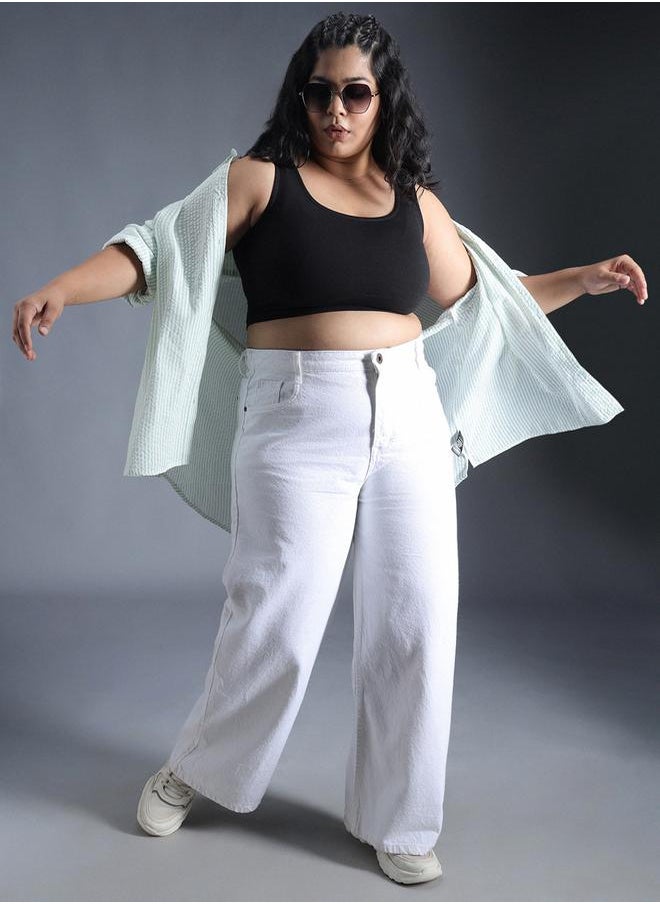 HIGH STAR - Plus Size Relaxed Fit Pure Cotton High Rise Jeans by Styli - Image 1