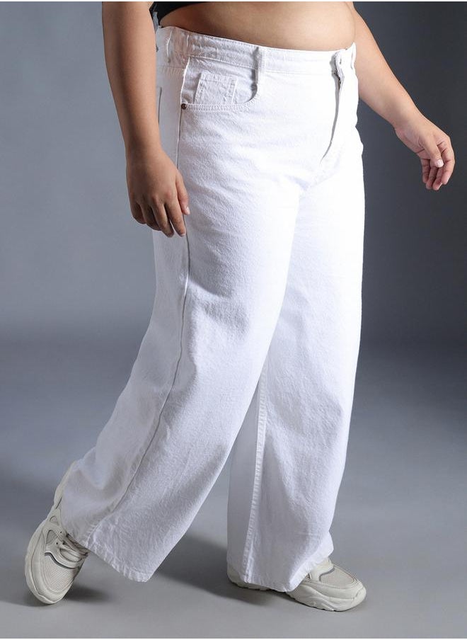 HIGH STAR - Plus Size Relaxed Fit Pure Cotton High Rise Jeans by Styli - Image 1