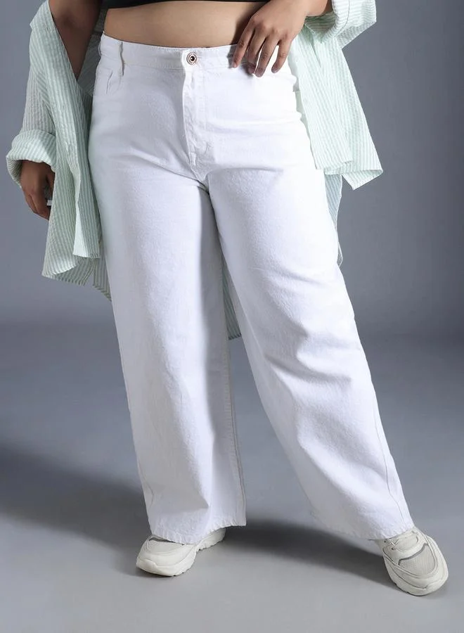 HIGH STAR Plus Size Relaxed Fit Pure Cotton High Rise Jeans by Styli