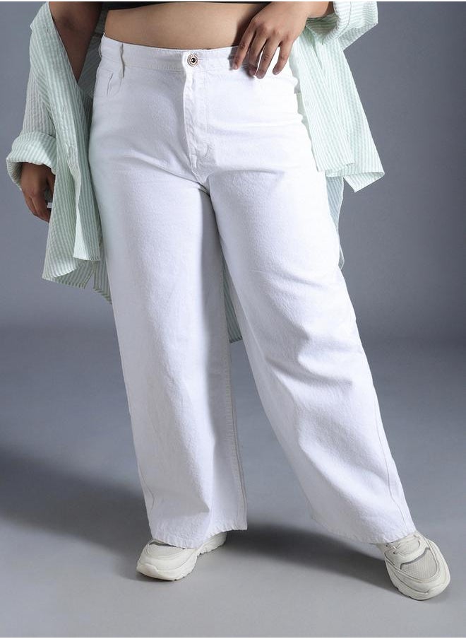 HIGH STAR - Plus Size Relaxed Fit Pure Cotton High Rise Jeans by Styli - Image 1
