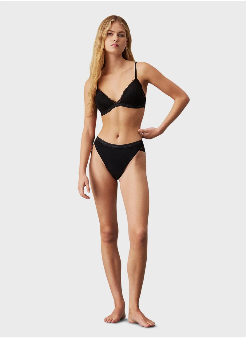 كالفن كلاين Logo Detail Lace Plunge Neck Bra