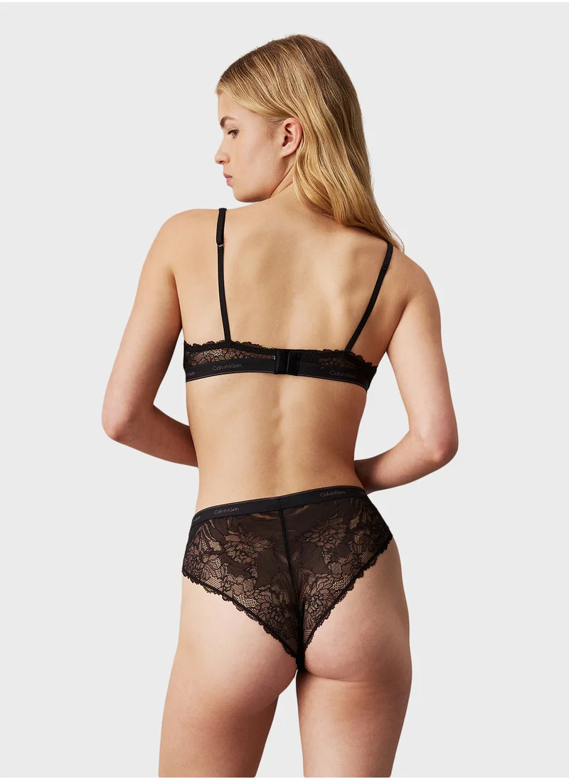 كالفن كلاين Logo Detail Lace Plunge Neck Bra
