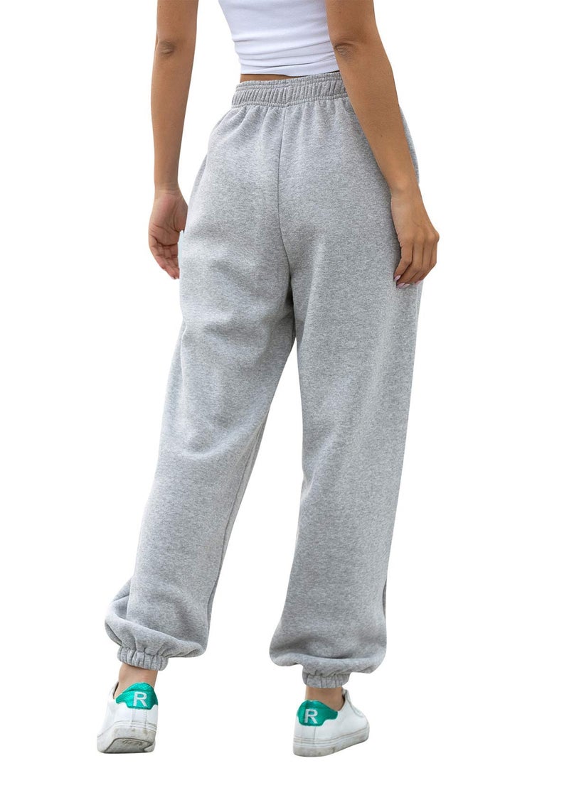 VINMEN Cinch Bottom Sweatpants Pockets High Waist Sporty Gym Athletic Fit Jogger Workout Pants for Women Lounge Trousers Gray M - Image 5