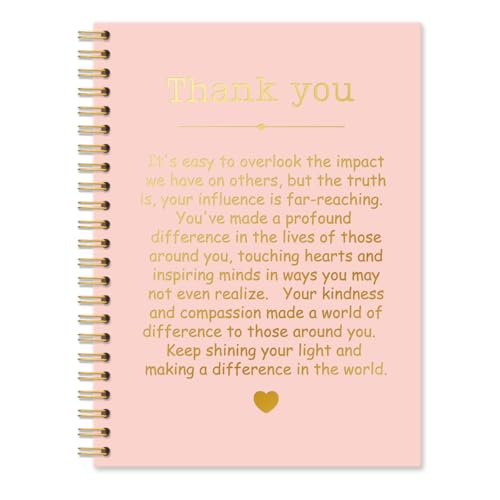 QYUVK Thank You Pink Gold Hardcover 160 Pages Spiral Notebooks Funny Thank You Gifts for Women Men Coworkers Leader Mentor Appreciation Gifts for Employees Thanksgiving Gifts for Colleagues Leaders - Image 1
