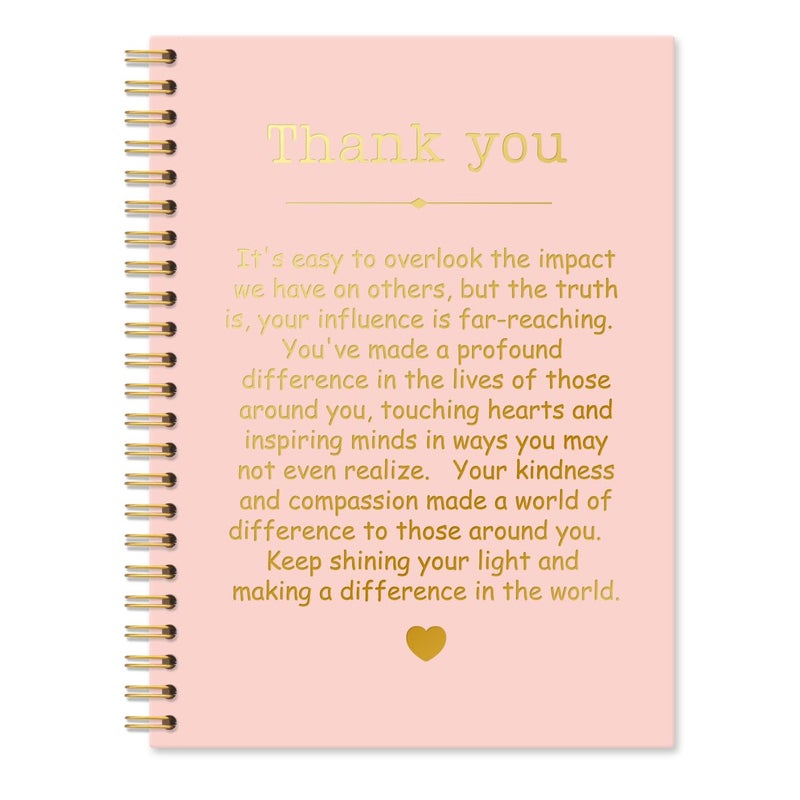 QYUVK Thank You Pink Gold Hardcover 160 Pages Spiral Notebooks Funny Thank You Gifts for Women Men Coworkers Leader Mentor Appreciation Gifts for Employees Thanksgiving Gifts for Colleagues Leaders - Image 2