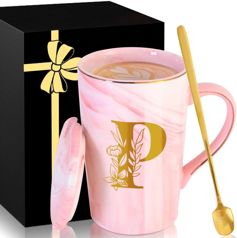 MNZZ Personalized Ceramic Coffee Mug with Lid Tea Cup Women Teacher Coworker Assistant Principal Christmas Paraprofessional Administrative Professional It Hr Admin Day French Nursing Spanish Swim Latin,P - Image 1