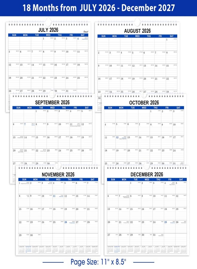 Feteulo 2026-2027 Wall Calendar - Wall Calendar 2026-2027 Monthly from JULY 2026 - December 2027, 11”x 8.5”, 18 Months, Suitable for Hanging on the Wall - Image 5