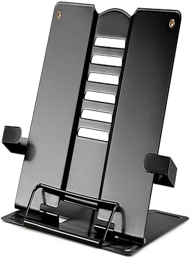 Kian Portable Metal Book Stand Holder Cookbook Holder for Reading Book Adjustable Book Use for Student Stand for Reading Study Ideal for Textbook Sheet Music (Black) (Pack of 1) - Image 1