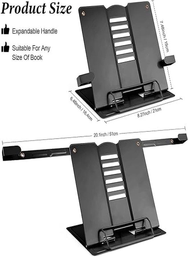 Kian Portable Metal Book Stand Holder Cookbook Holder for Reading Book Adjustable Book Use for Student Stand for Reading Study Ideal for Textbook Sheet Music (Black) (Pack of 1) - Image 2