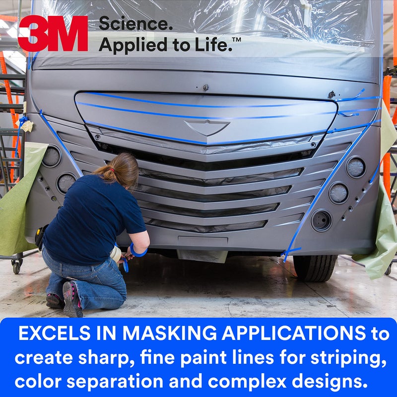 3M Vinyl Tape 471+, 1/4 in x 36 yd, Indigo, 1 Roll, Fine Line Tape for Paint Masking Striping, Color Separation and Complex Designs, High-Temperature, Stretch - Image 5
