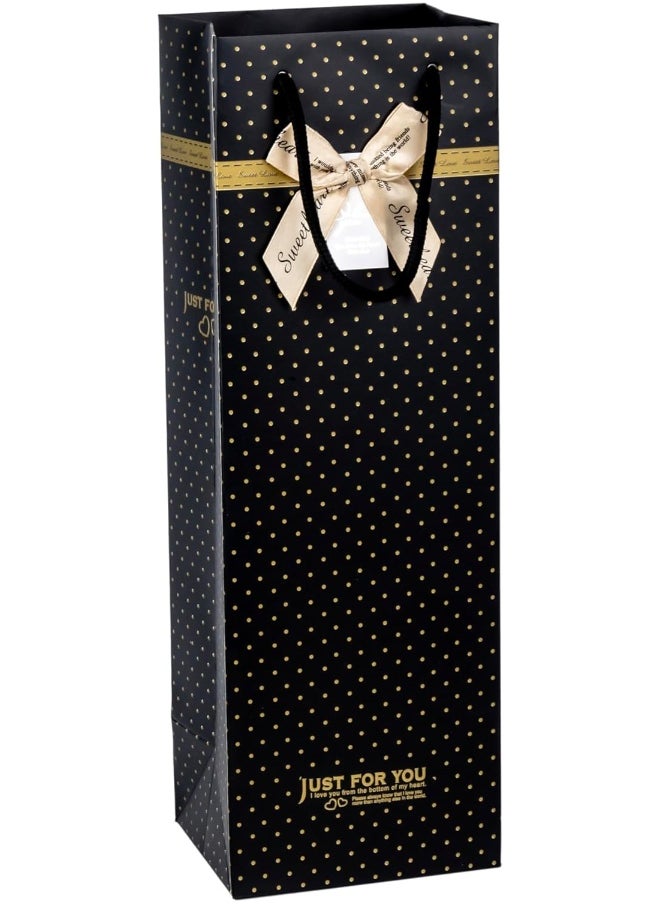 Cuisine Art Wine Bags, Wine Gift Paper Bags Single Bottle Wine Gift Bags Red Wine Tote Bags, 4.7 X 3.9 X 14.2’’ Wine Gift Bags Kraft Paper Wine Bags Bulk With Handles, Pack Of 9 Black Gold  - Image 3