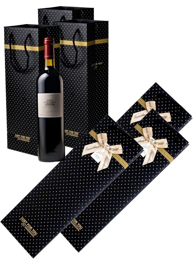 Cuisine Art Wine Bags, Wine Gift Paper Bags Single Bottle Wine Gift Bags Red Wine Tote Bags, 4.7 X 3.9 X 14.2’’ Wine Gift Bags Kraft Paper Wine Bags Bulk With Handles, Pack Of 9 Black Gold  - Image 5