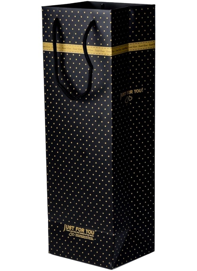 Cuisine Art Wine Bags, Wine Gift Paper Bags Single Bottle Wine Gift Bags Red Wine Tote Bags, 4.7 X 3.9 X 14.2’’ Wine Gift Bags Kraft Paper Wine Bags Bulk With Handles, Pack Of 9 Black Gold  - Image 1