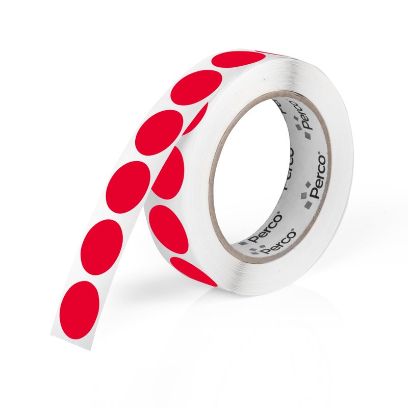Perco Red 1-Inch Round Circle Dot Sticker Labels with Easy Peel Perforation - 1,000 Labels per Roll - Strong Adhesion, Vibrant Colors for Organizing, Crafting & More - Made in USA - Image 1
