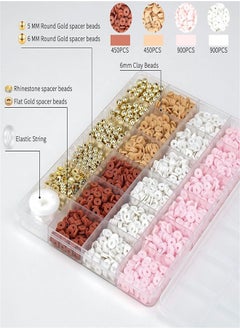 Generic 3000 Pcs Clay Beads for Bracelets, Bracelat Making Kit Golden Beads for Jewelry Making Charms Bracelet Kit Flat Round Polymer Clay Bead for Bracelet Necklace Earring DIY Craft Supplies  - Image 2