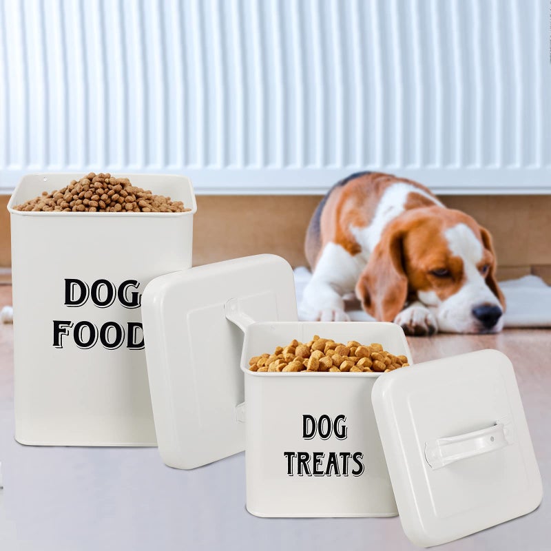 Morezi Dog Food Storage Container Farmhouse Pet Food Treats holder with Lid and Scoop, Perfect Sturdy Canister Tins for Kitchen Countertop, Shelf, Great Gift for Pet Owners - Dog Food - Image 5