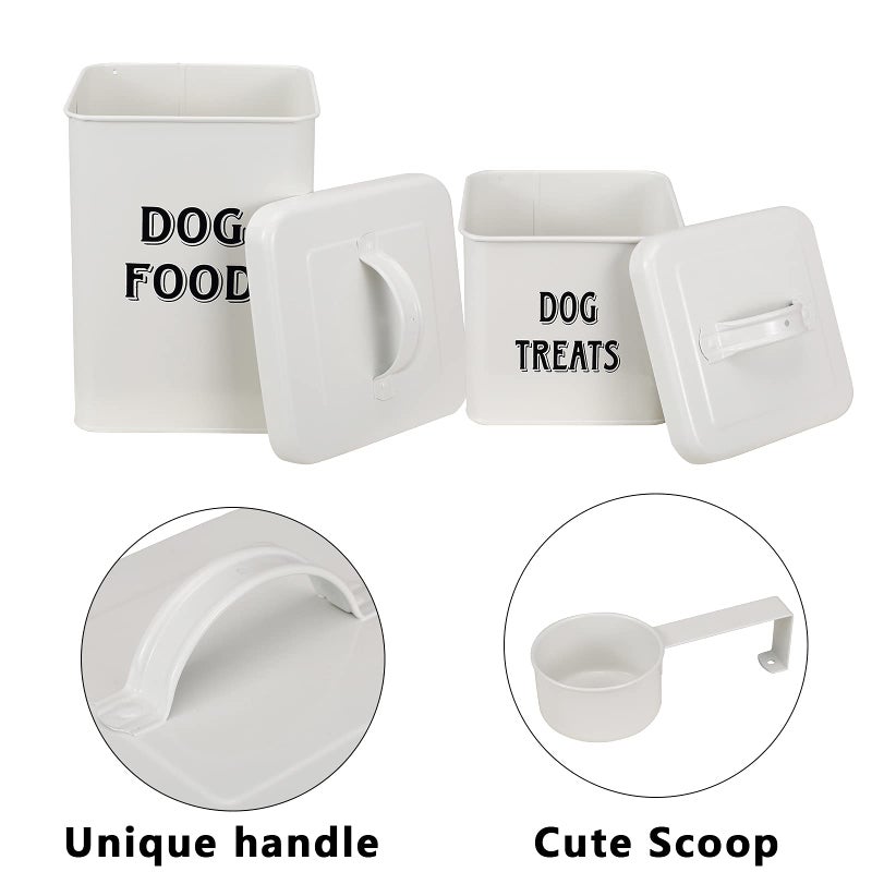 Morezi Dog Food Storage Container Farmhouse Pet Food Treats holder with Lid and Scoop, Perfect Sturdy Canister Tins for Kitchen Countertop, Shelf, Great Gift for Pet Owners - Dog Food - Image 3