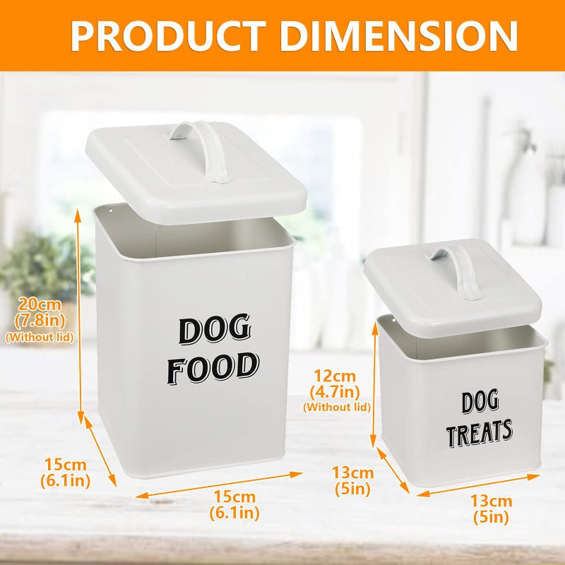 Morezi Dog Food Storage Container Farmhouse Pet Food Treats holder with Lid and Scoop, Perfect Sturdy Canister Tins for Kitchen Countertop, Shelf, Great Gift for Pet Owners - Dog Food - Image 2