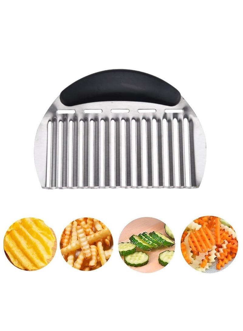 Oasisgalore Stainless Steel Wave Knife, Crinkle Cutter for Vegetables and Potatoes  - Image 1