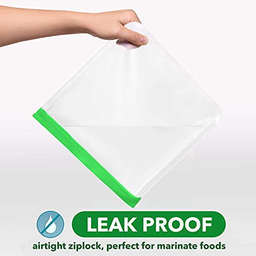 GREENZLA Planet Friendly Reusable Freezer Bags, 8-Pack Extra Thick and Leakproof & Resealable - For Safe Food Storage, Marinating, Snacks, & Meal Prep, Reusable Bags for Food, & Freezer Safety - Image 3