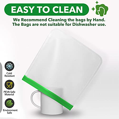 GREENZLA Planet Friendly Reusable Freezer Bags, 8-Pack Extra Thick and Leakproof & Resealable - For Safe Food Storage, Marinating, Snacks, & Meal Prep, Reusable Bags for Food, & Freezer Safety - Image 5