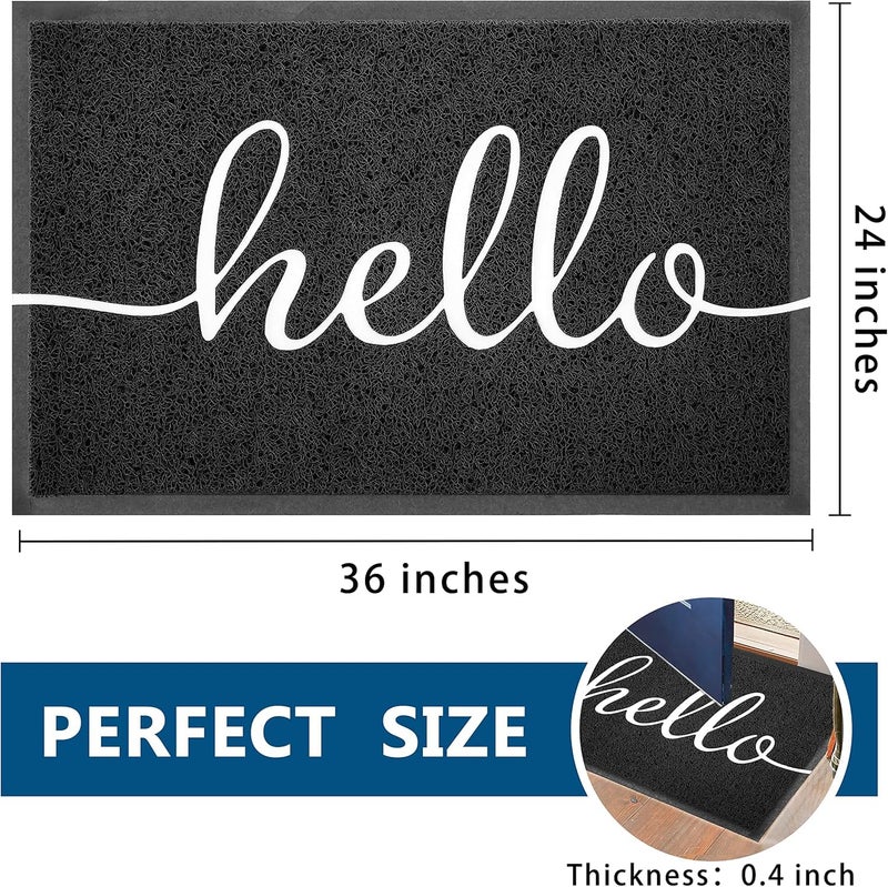 EARTHALL Door Mat Outside Inside Hello Doormat, 36"x24", Durable Floor Mat Non Slip Mat Ultra Absorb Mud Easy Clean Front Doormat for Garage, Entryway, Patio, High Traffic Areas, Black - Image 3