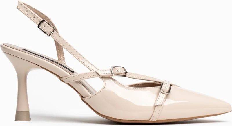Nişantaşı Shoes Wanda Ten Patent Leather Belt Detail Ankle Tied Women's Heeled Shoes