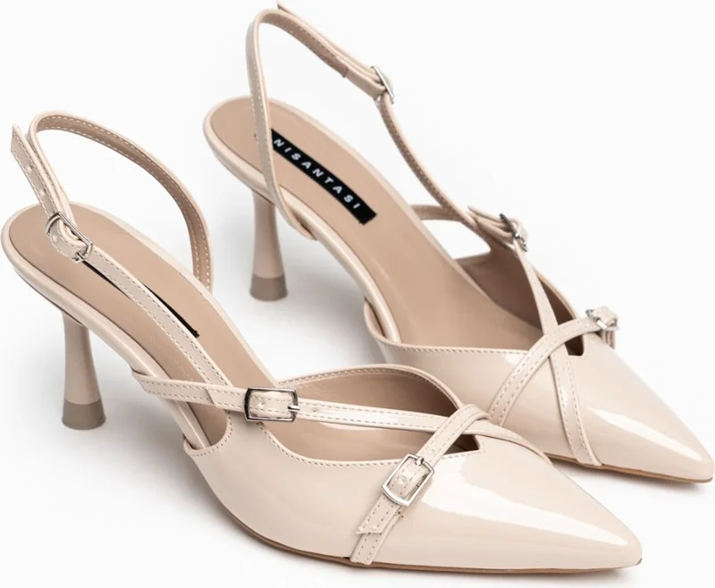 Nişantaşı Shoes Wanda Ten Patent Leather Belt Detail Ankle Tied Women's Heeled Shoes