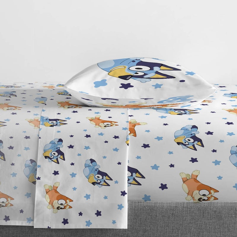 Jay Franco Bluey & Bingo Twin Comforter Set - 5 Piece Bed Set Includes Sheet Set & Pillow Covers - Super Soft Clouds & Stars Kids Bedding - Image 4