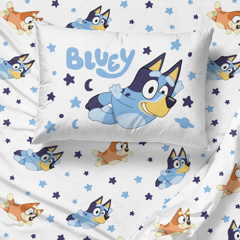 Jay Franco Bluey & Bingo Twin Comforter Set - 5 Piece Bed Set Includes Sheet Set & Pillow Covers - Super Soft Clouds & Stars Kids Bedding - Image 5