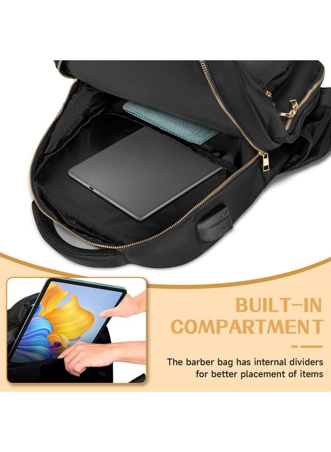 TORIBIO TORIBIO Barber Supplies Bag for Clippers and Supplies, Hairstylist Clipper Portable Backpack for Barber Tools (Black + Gold)  - Image 3