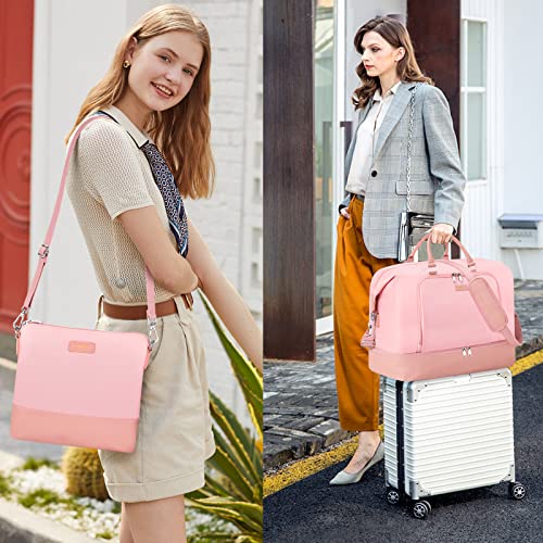 TIBES Travel Weekender Bag for Women, Overnight Bag with Shoe Compartment Oversized Travel Duffel Bag Carry On Tote 21" - Image 3