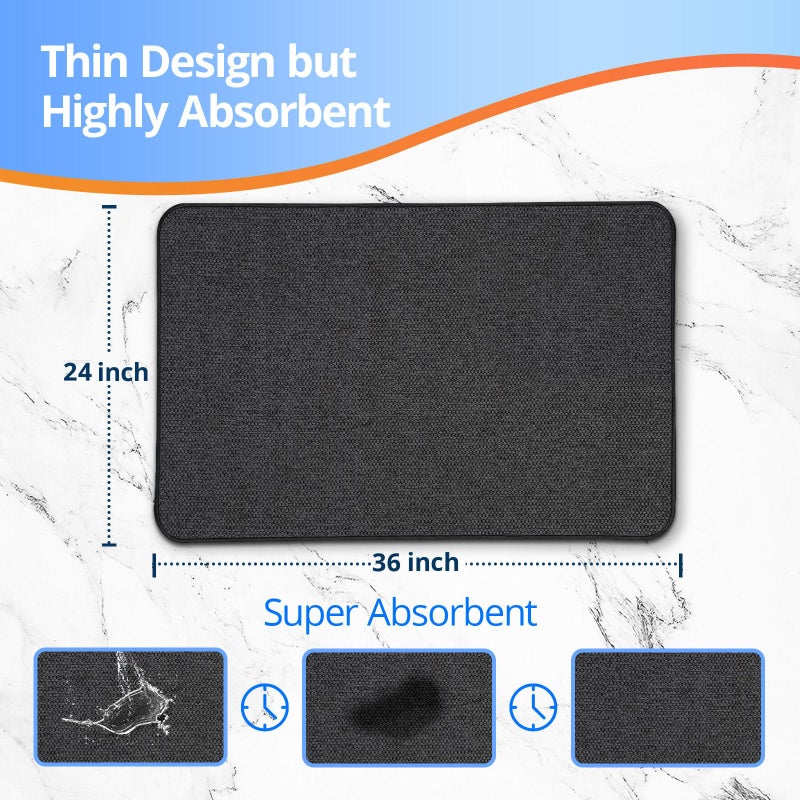 HOMTEB Upgraded Thin Bathroom Rugs  Bath Mat Super Absorbent  Bath Rugs Rubber Backing Non-Slip  Quick Dry Machine Washable  Cozy Cloth Bathroom Mat fit Under Door/Sink/ Bathtub/Floor/Shower 24''x36''-Black - Image 3