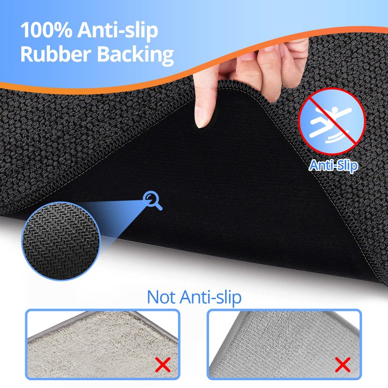 HOMTEB Upgraded Thin Bathroom Rugs  Bath Mat Super Absorbent  Bath Rugs Rubber Backing Non-Slip  Quick Dry Machine Washable  Cozy Cloth Bathroom Mat fit Under Door/Sink/ Bathtub/Floor/Shower 24''x36''-Black - Image 2
