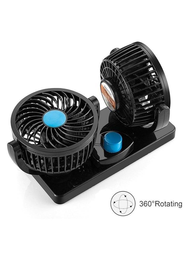 Dual Car Fan 2×1 - Black - T101 with Rotatable Heads for Perfect Airflow - Image 3