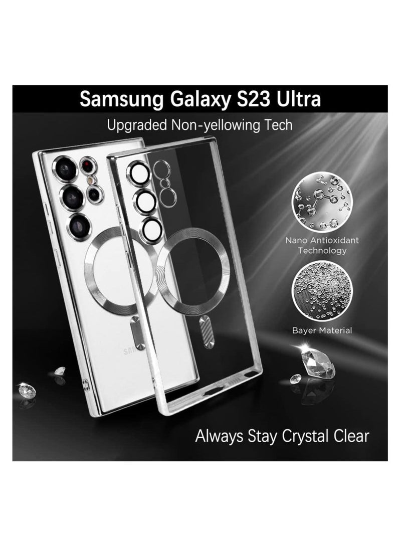 إيف Samsung Galaxy S23 Ultra Clear مع حمية العدسة الكاميرا الحافظة المغناطيسية متوافقة - Image 4
