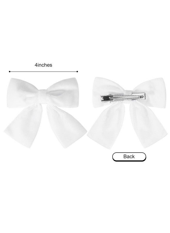 Aileam - 2Pcs Velvet Hair Bows White Hair Ribbon Clips 4" Big Fall Alligator Clips Hair Accessories For Women Girls Toddlers Kids Baby - Image 1